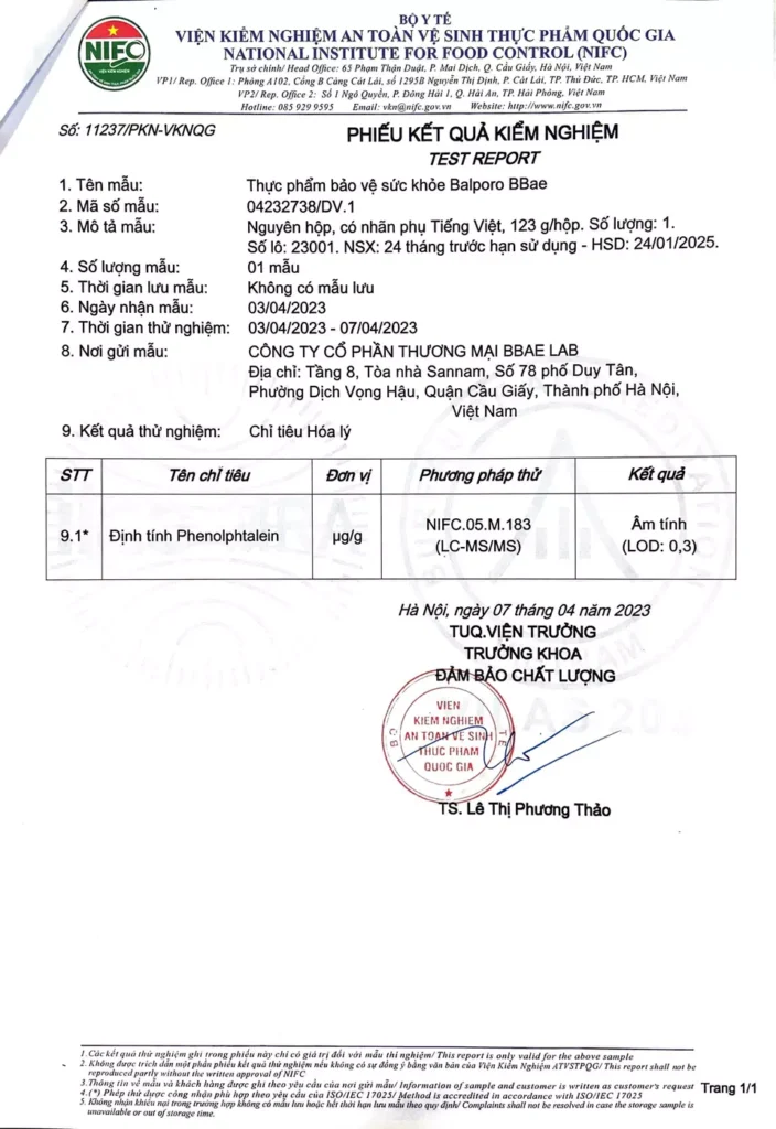 Kiểm nghiệm Phenolphtalein